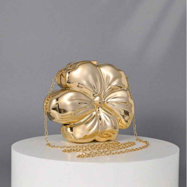 Rosegold Petal Clutch — Luxury Flower Shape Evening Bag