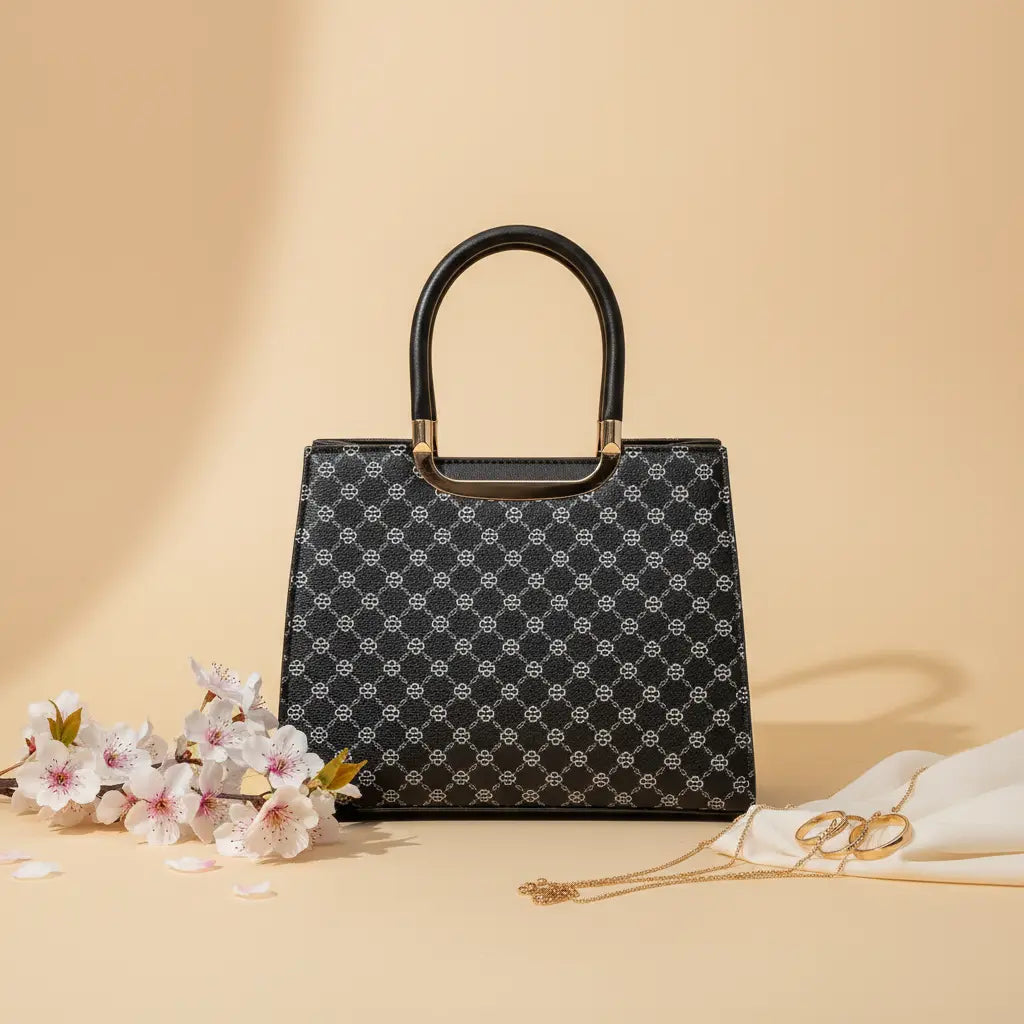 Imperial Grid Tote — Premium Ladies Handbag