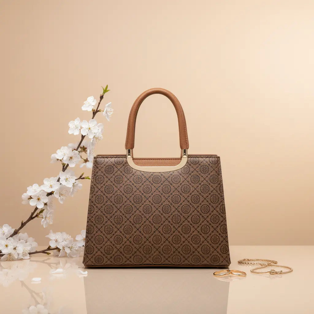 Imperial Grid Tote — Premium Ladies Handbag