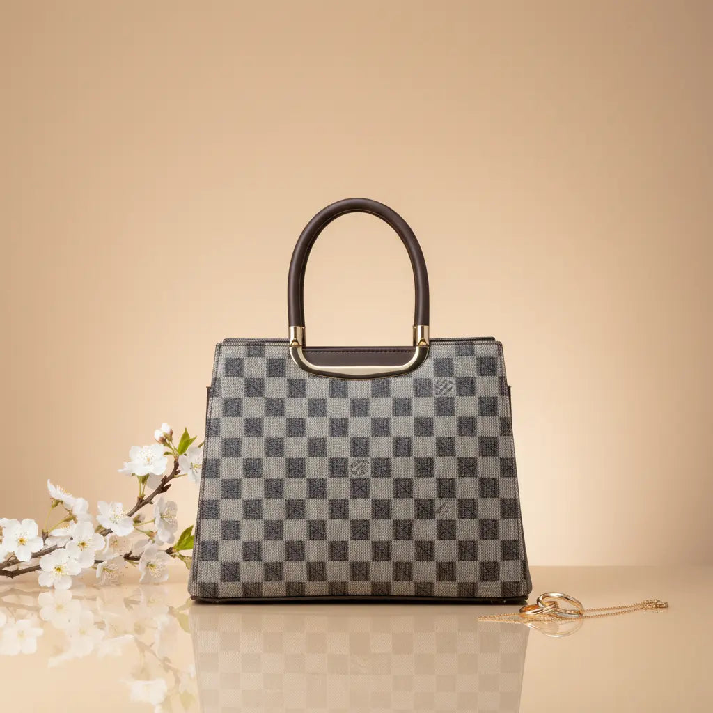 Imperial Grid Tote — Premium Ladies Handbag