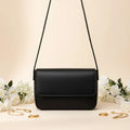 Magnetic Black Button Strap Crossbody Bag for Women | Nayab Khatoon