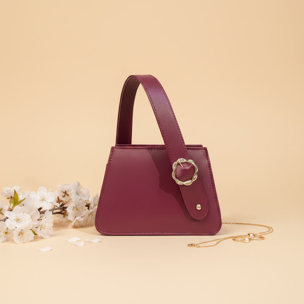 Mehak Pearl Bag – Elegant White Mini Handbag for Women Maroon