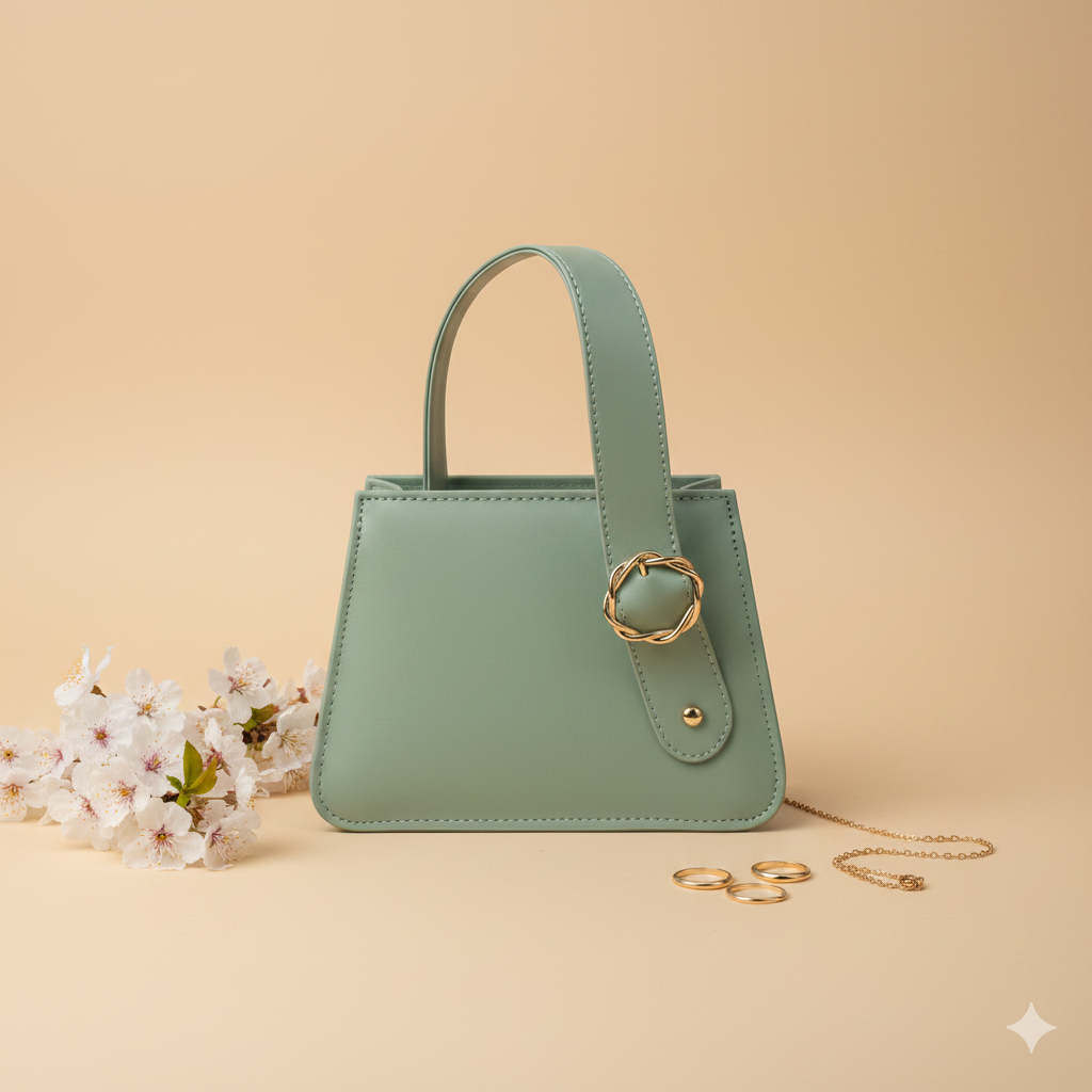Mehak Pearl Bag – Elegant White Mini Handbag for Women Sea Green