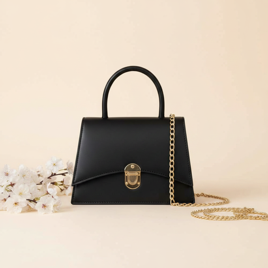 Mira Black Handbag – Elegant Chain Shoulder Bag for Women