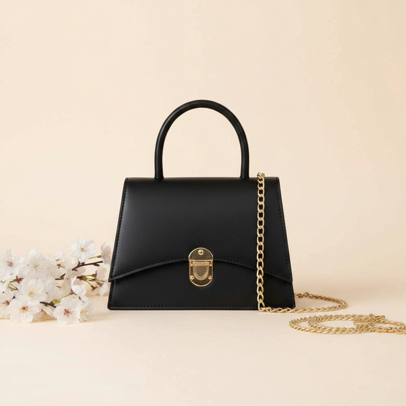 Mira Black Handbag – Elegant Chain Shoulder Bag for Women