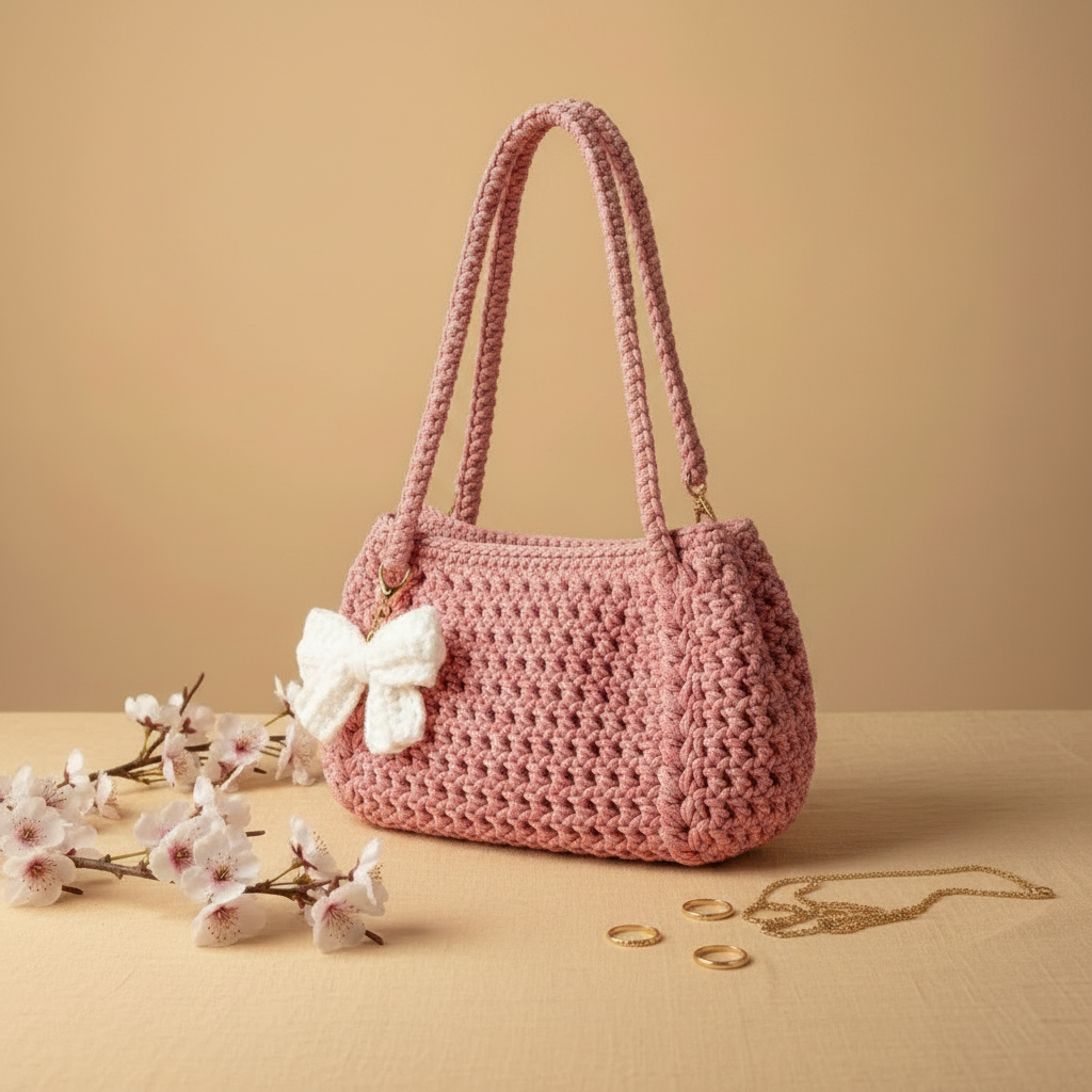 Roselle Crochet Bag pink