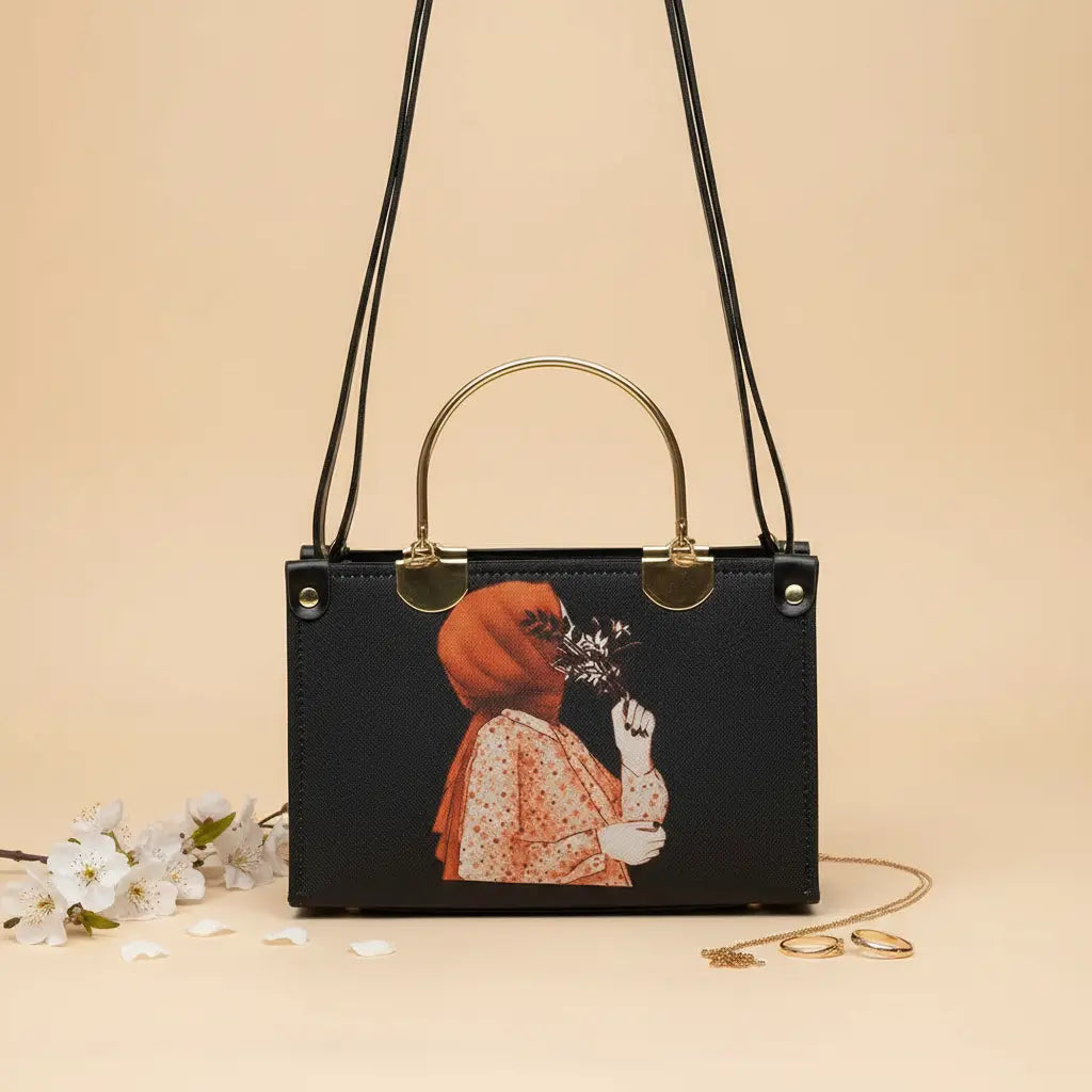 Pretty Black Blush Boxy Bag for Women in Pakistan | Nayab Khatoon