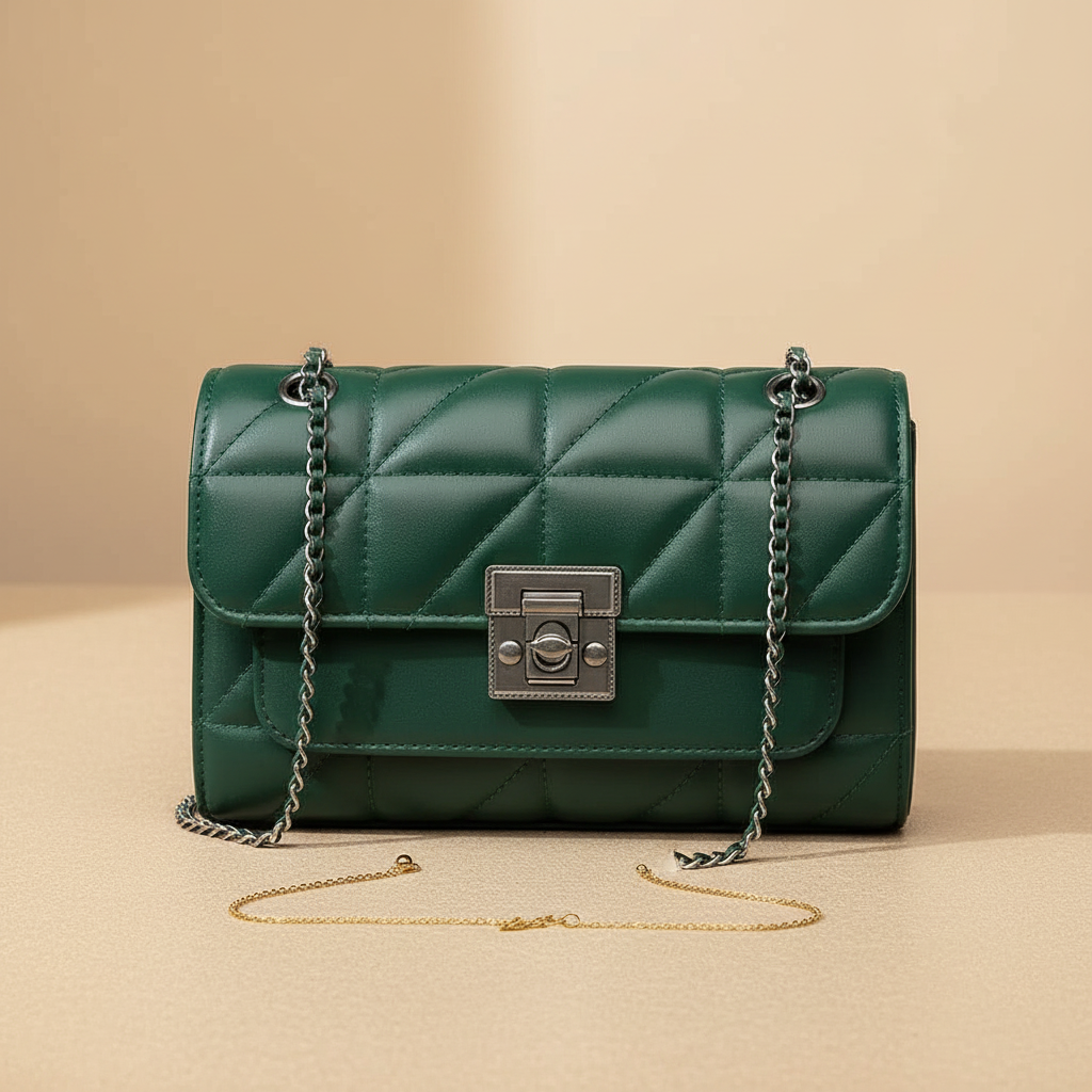 Quilted Green Crossbody Bag for Women in Pakistan | Nayab Khatoon