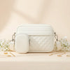 Quilted White Crossbody Bag with Coin Pocket | Nayab Khatoon