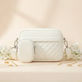 Quilted White Crossbody Bag with Coin Pocket | Nayab Khatoon