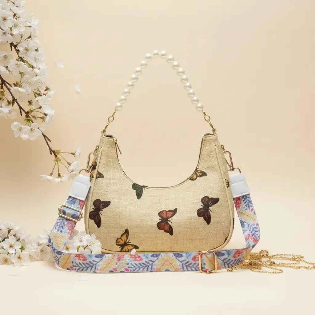 Floral Bag Strap – Adjustable Printed Shoulder Strap for Women | Premium Golden Hooks