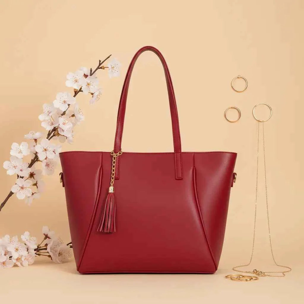 Zarya Maroon Tote Bag for Women