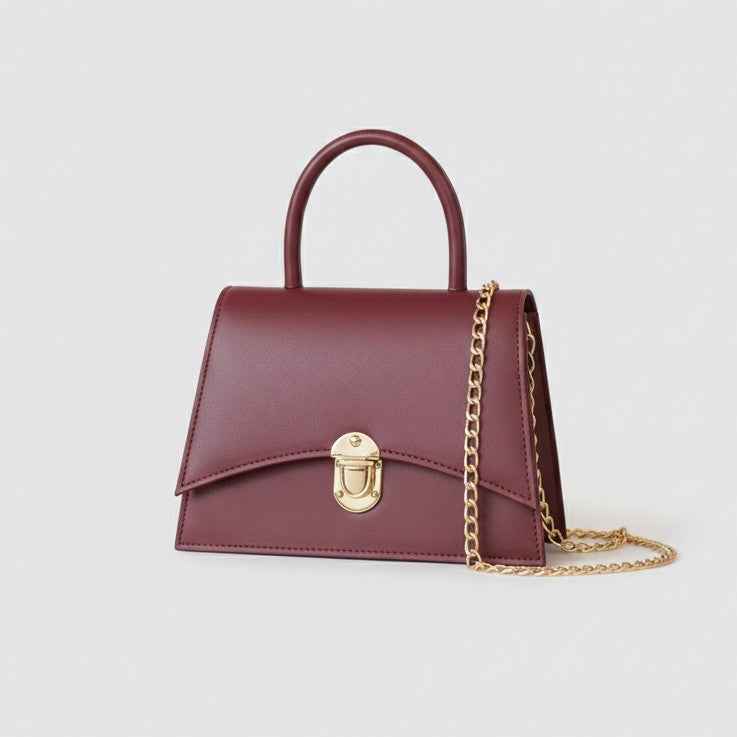 Mira Maroon Handbag – Elegant Chain Shoulder Bag for Women