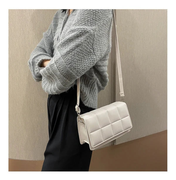 Sage Square Mini – Quilted Mint Green Wallet Bag for Women White