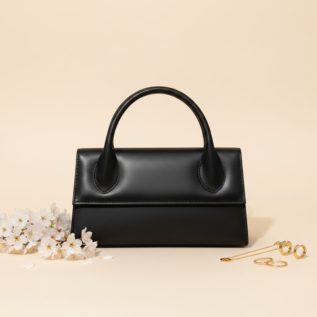 Sienna Grace Top Handle Bag – Elegant Beige Structured Handbag for Women Black