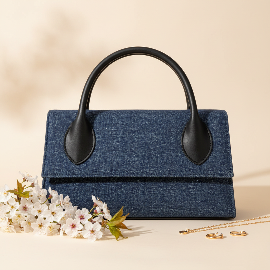 Sienna Grace Top Handle Bag – Elegant Beige Structured Handbag for Women Blue