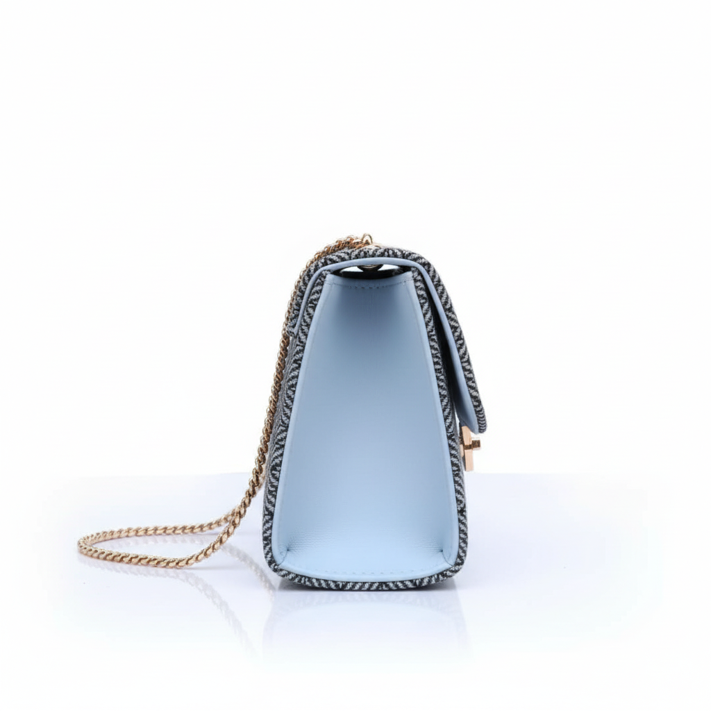 Sky Blue Bag - Side View White Background